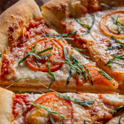 Sliced Queen Margherita pizza.