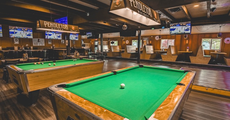 Interior, pool tables