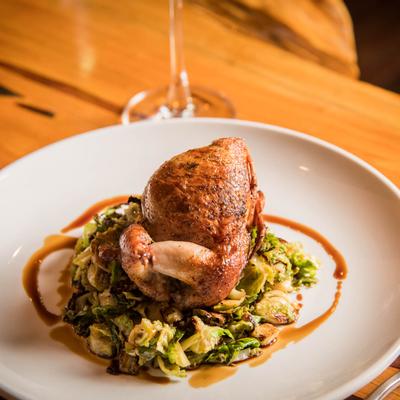 Roasted Quail with caramelized Brussels