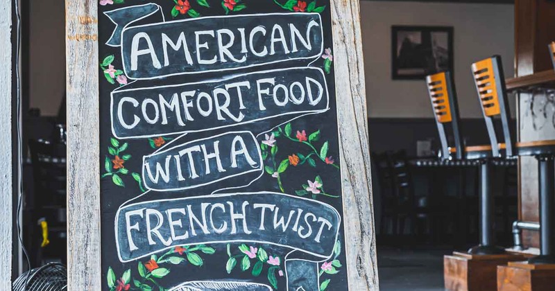 Chalk board info, bar area