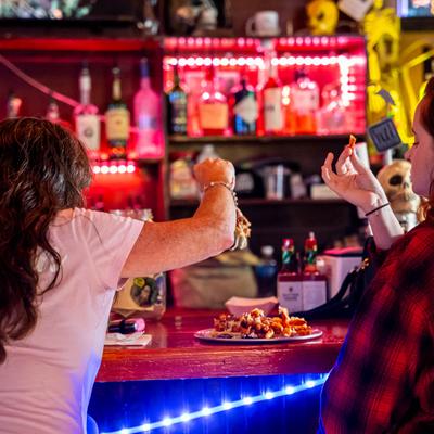 People enjoying a meal.