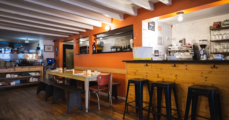 Interior, bar and seating area