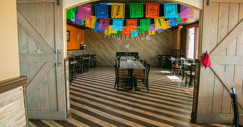 Interior, dining area, tables and chairs