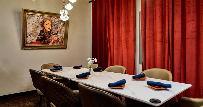 Interior, table ready for guests
