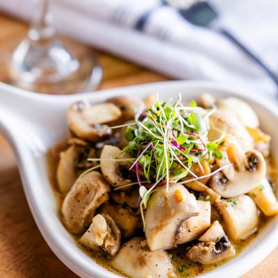 Pan roasted mushrooms, closeup.
