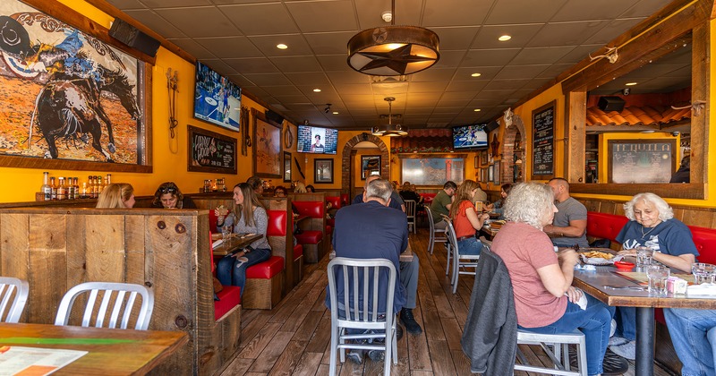 Interior, dining area with guests enjoying their food