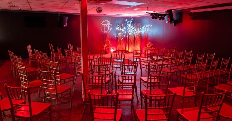 Interior, wedding venue with chairs