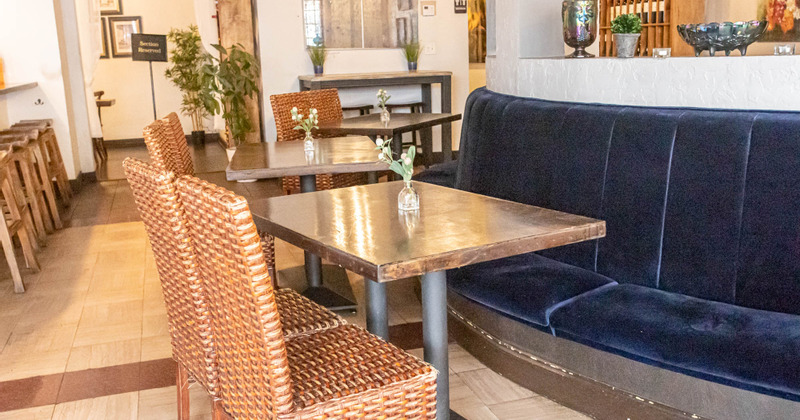 Interior, tables ready for guests