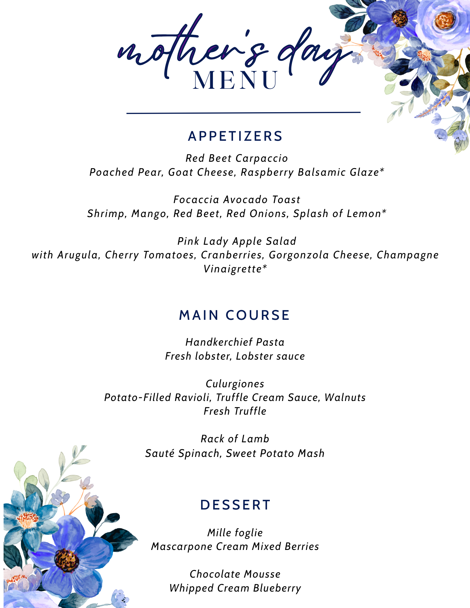 mother day menu