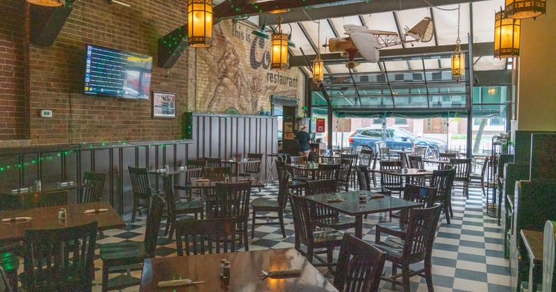 Interior, seating area set and ready for guests