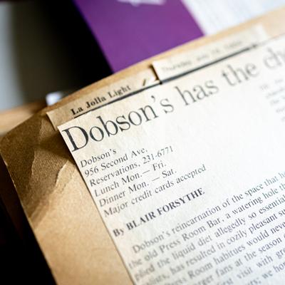 A photo of a newspaper clipping  featuring an article about Dobson's