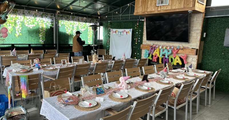 Diner area, tables, chairs, booths