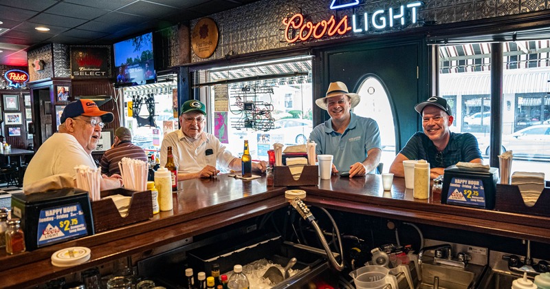 View from tje bar to guest seating and drinking