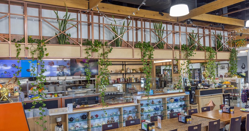 Interior, seating area with tables and chairs