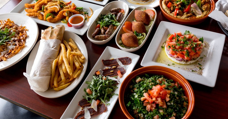 A miscellany of dishes arranged on a table