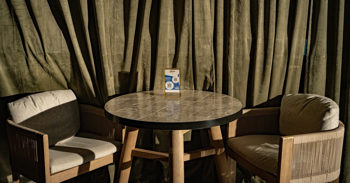 Interior, table and two chairs