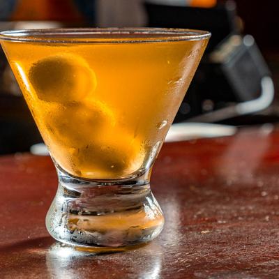 Dirty Filthy Martini, side view.