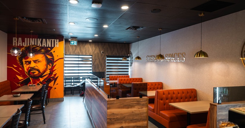 Diner area, wide view, booths, food counter