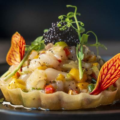 Fruit tart, closeup.