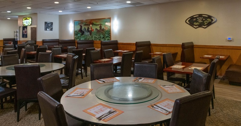 Interior, set tables ready for guests