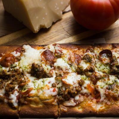 sausage and pepperoni flatbread