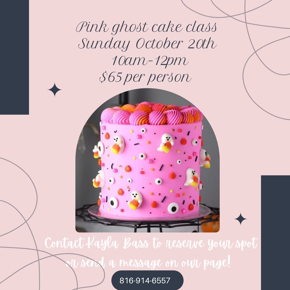 Pink ghost cake class event photo