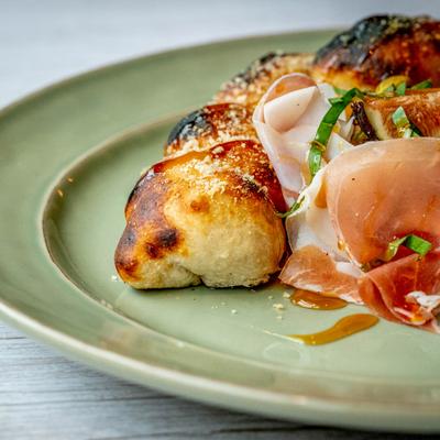 A closeup on the Whipped Ricotta.