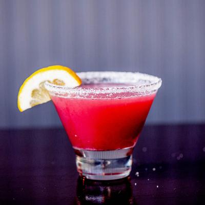 A shot of the strawberry lemon drop.