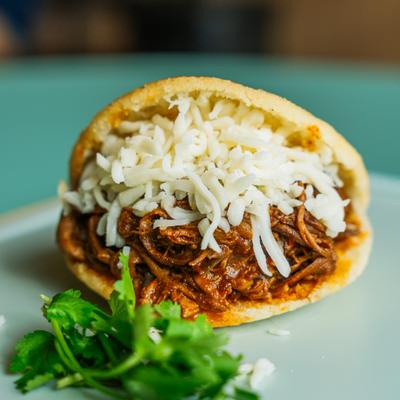 Beef and cheese arepa.