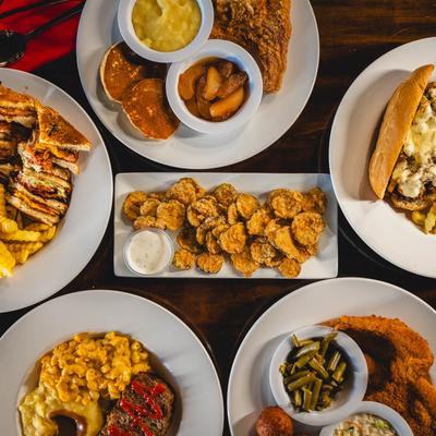 Assorted food dishes.