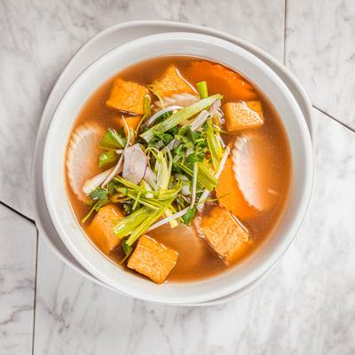 Golden tofu pho.