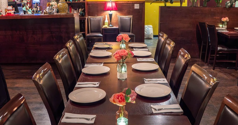 Interior, seating area with an entrance in the back