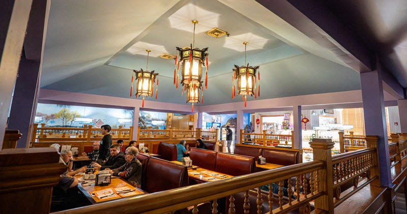 Diner area, booths, wide view