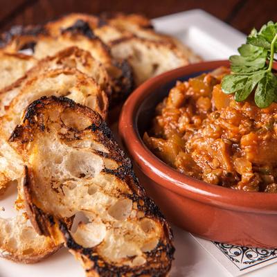 Toasted bread and spread.