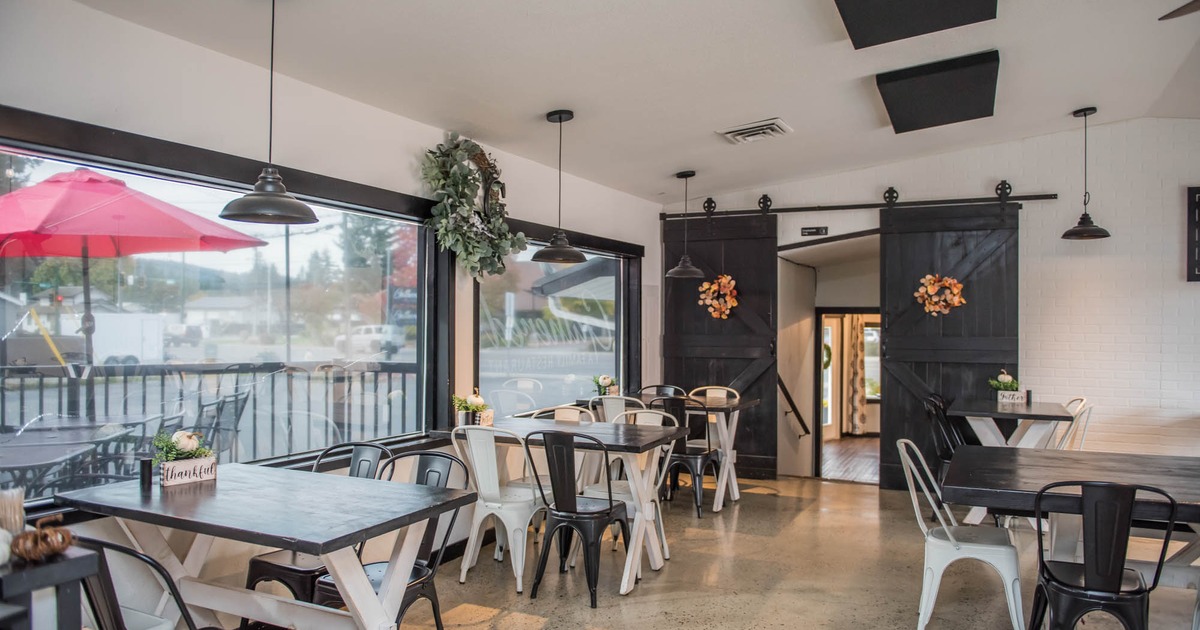 Interior, tables ready for guests