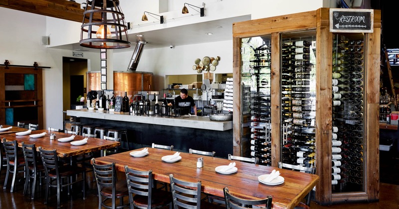 Interior, dining area with a ordering counter in the back