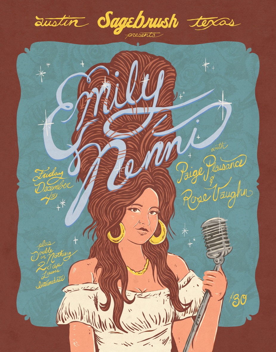 Rose Vaughn, Emily Nenni, Paige Plaisance Austin concert poster