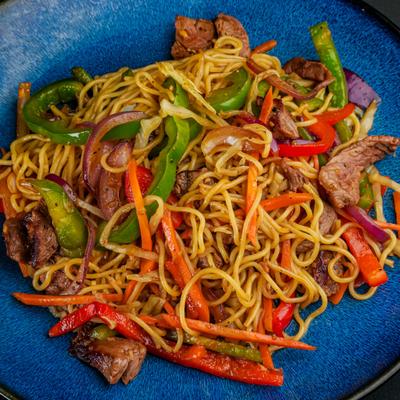 Beef fried noodles.