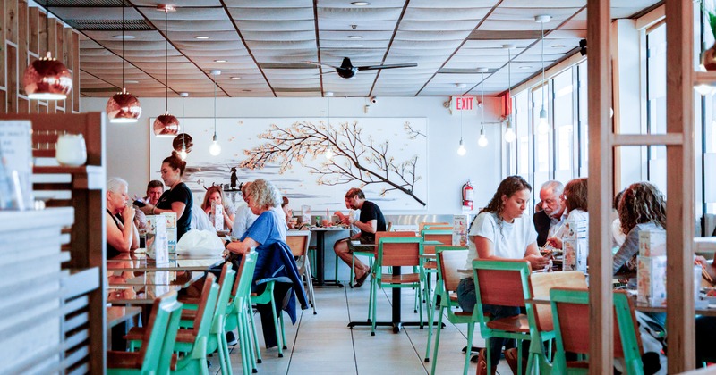 Interior, diner area, wide view
