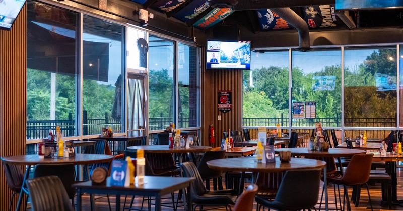 Interior, tables ready for guests