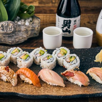 California Roll and Assorted Nigiri.