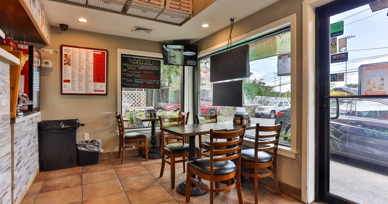 Interior, diner area, table, chairs