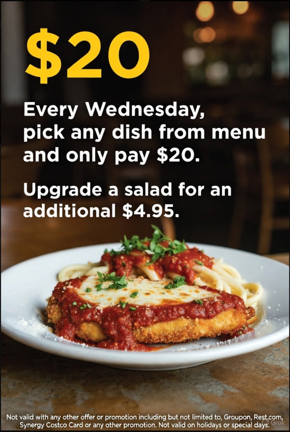 WEDNESDAY $20 ENTREE All Day event photo