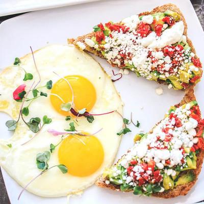 Avocado Toast and sunny side up eggs