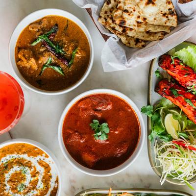 Assorted food dishes.