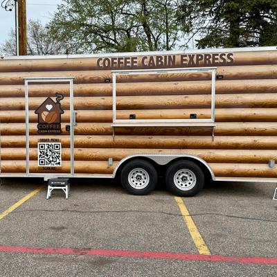 Outside of coffee cabin trailer..