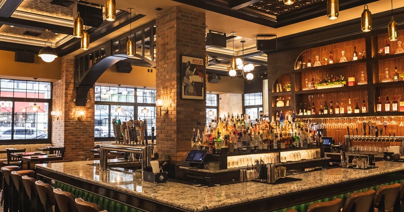 Bar area with bar stools