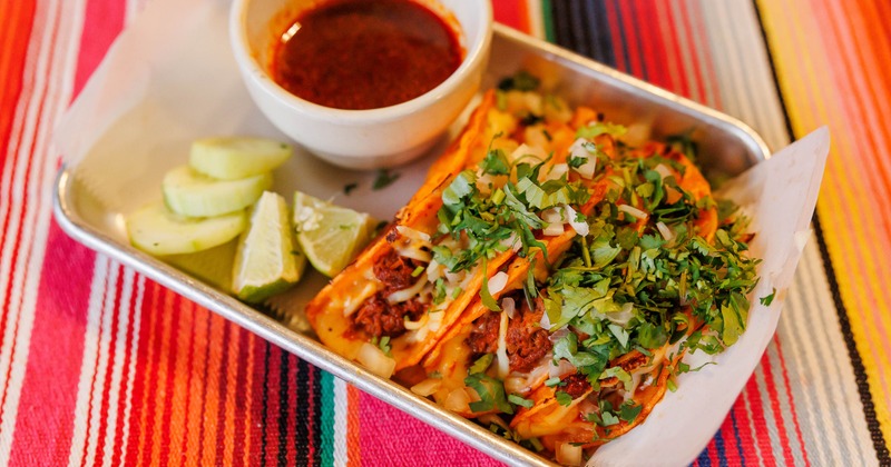 Birria tacos with broth