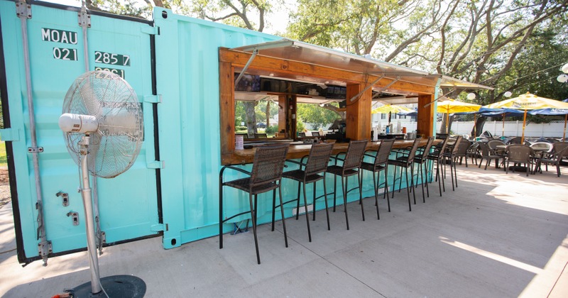 Exterior, Bar area with tall chairs