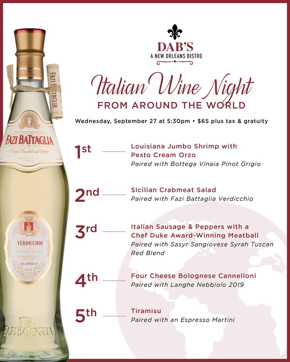 You're Invited! Join us for Italian Wine Night From Around the World - 9/27 event photo